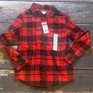 NWT Cat & Jack Red and Black Buffalo Plaid Button Down Shirt